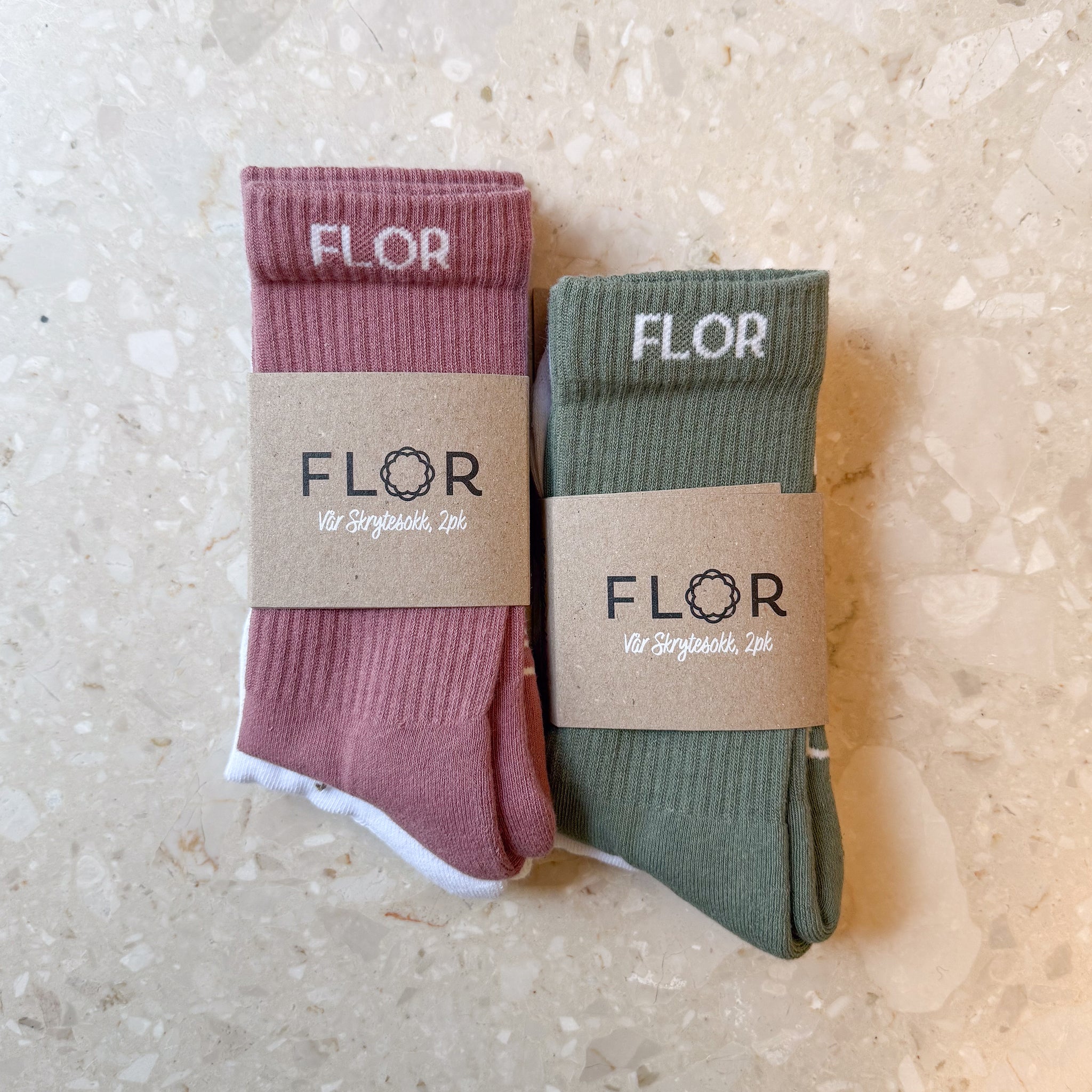Vår skrytesokk 2 - pk - Sokker - Lys rose/Hvit | Flor - 10