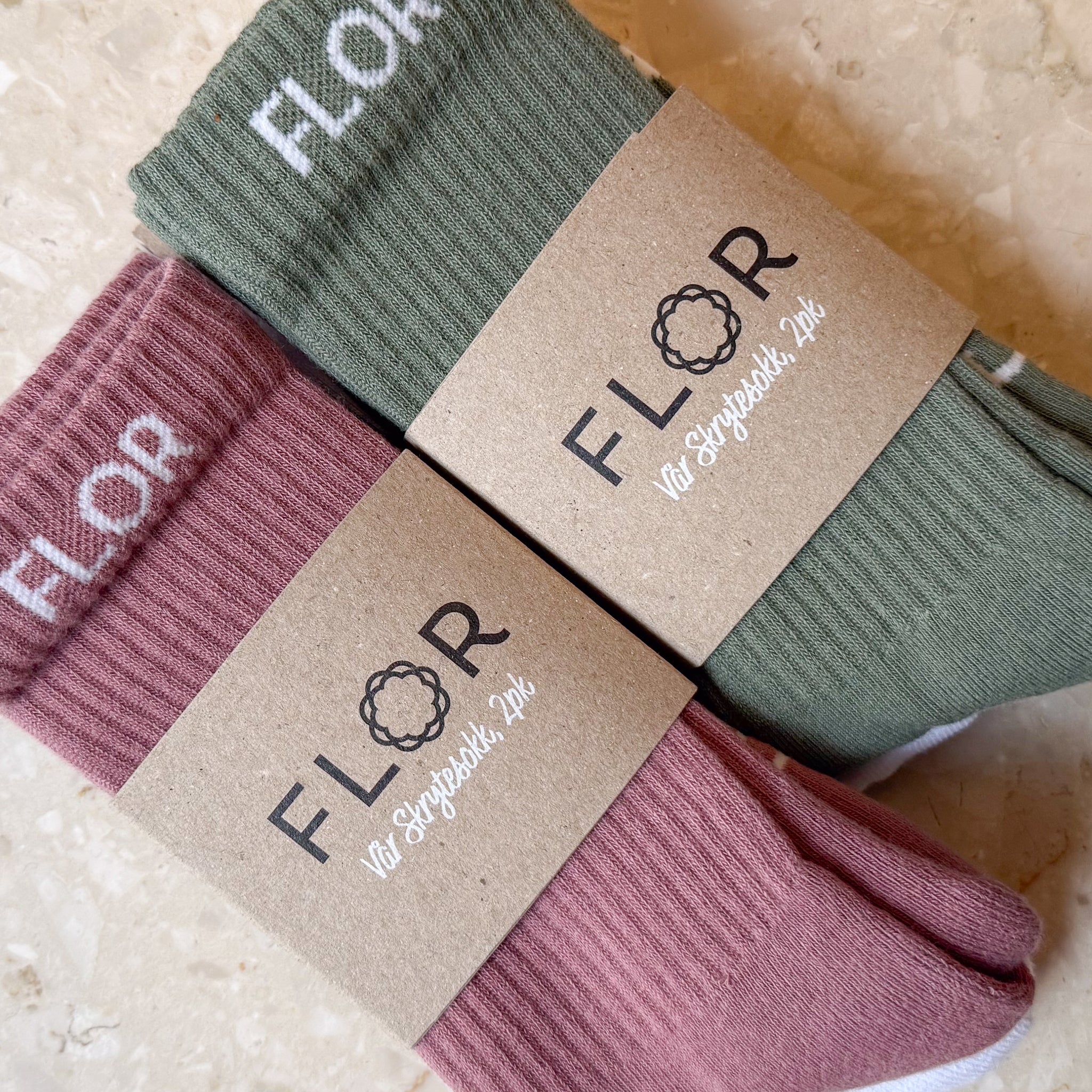 Vår skrytesokk 2 - pk - Sokker - Lys rose/Hvit | Flor - 12