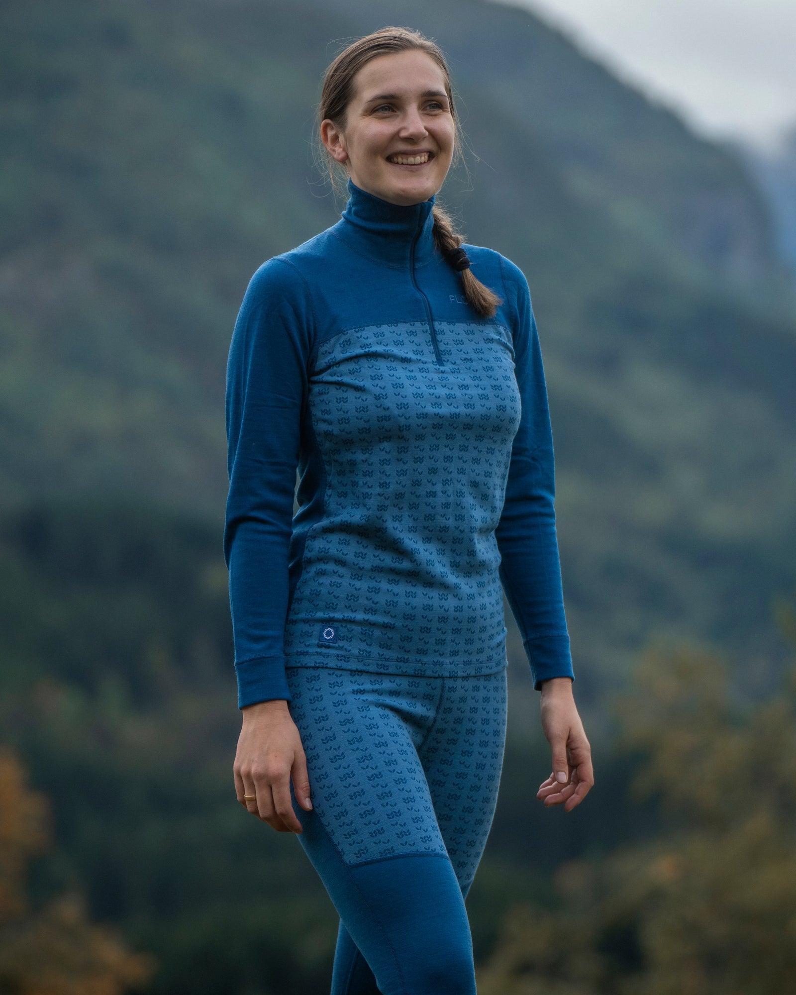 Ulltrøye med høy hals - 100% merinoull - Ulltrøye - Blå | Flor - 1